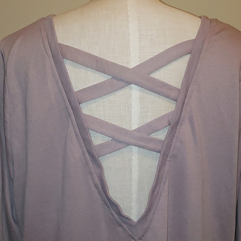 Torrid Plunging Criss Cross Back Activewear Athleisure Purple Sweatshirt 3X - Picture 9 of 16